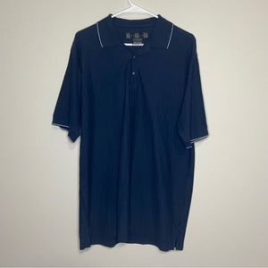 Nike Golf Textured Stripe Men's Polo Navy Short Sleeve White Trim - L